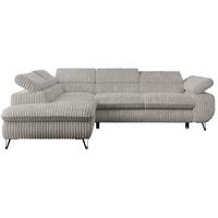 ECKSOFA PETER L Hellgrau Cord - Links Seite - Hellgrau/Schwarz, Textil/Metall (208/273cm) - MKS