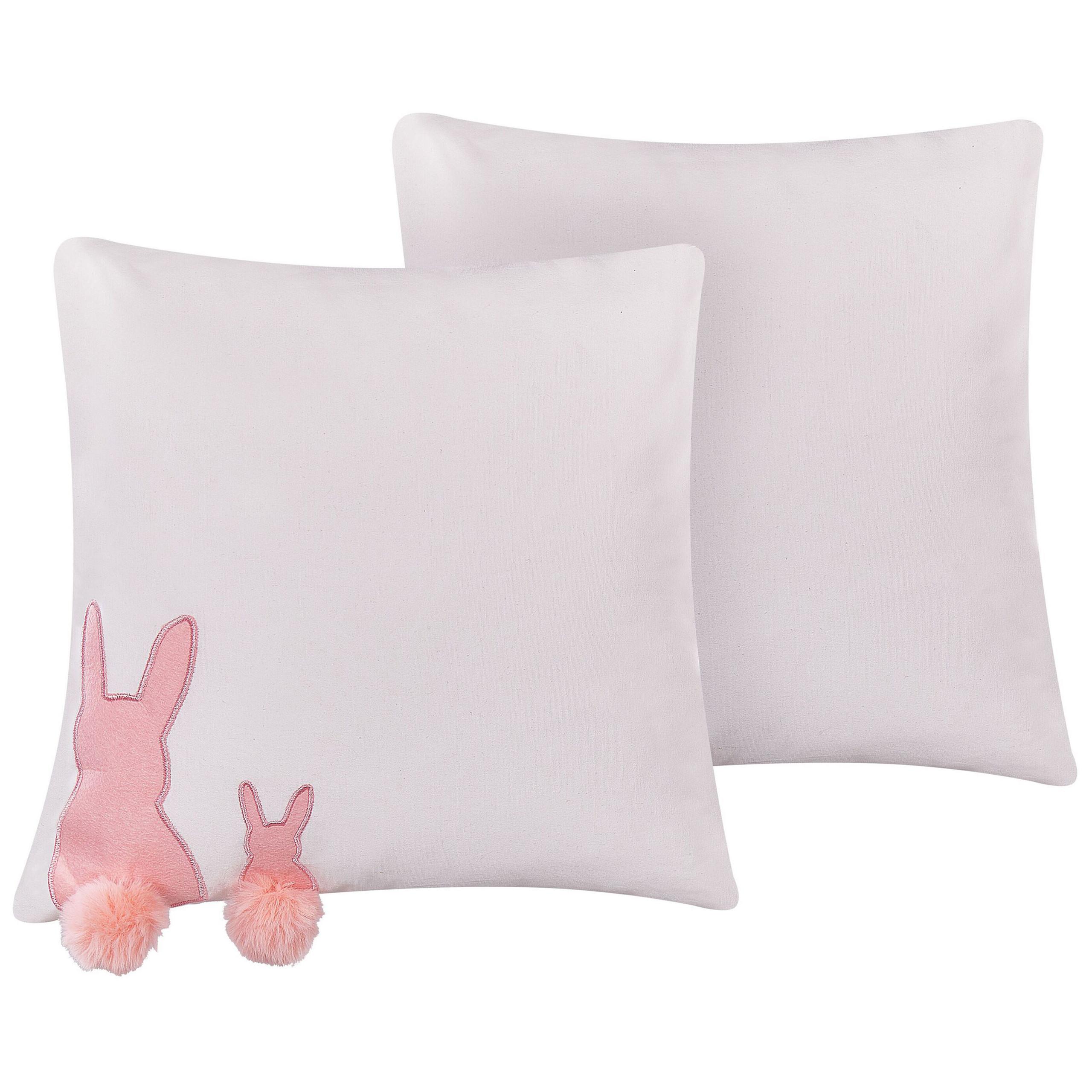 DEKOKISSEN 2er-Set Weiß 45/45 cm Phlox - Weiß, Naturmaterialien/Textil (45/45cm) - Beliani
