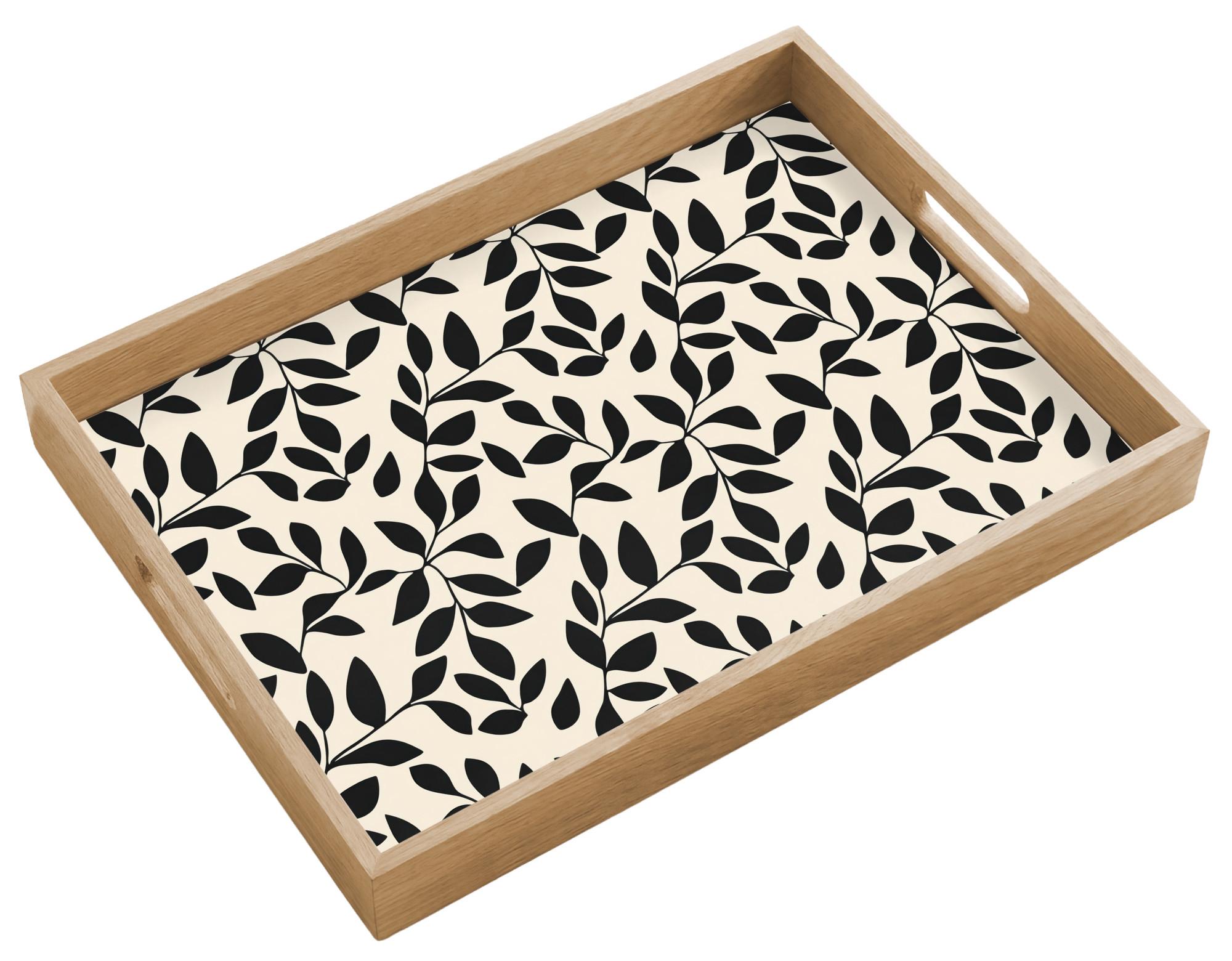 TABLETT Elegant - Gemustert - Schwarz - Beige 50x35 cm - Schwarz, Holz (50/5/5cm) - OnlyWow