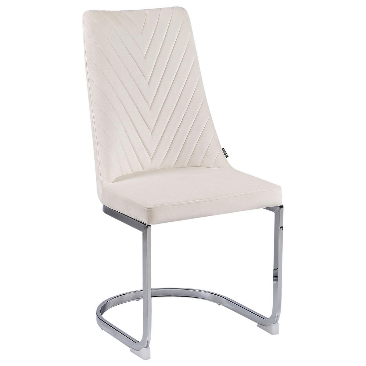 ESSZIMMERSTUHL 2er-Set Samtstoff cremeweiß Altoona - Silberfarben/Weiß, Textil (46/96/58cm) - Beliani
