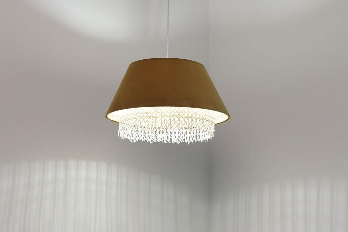 HÄNGELEUCHTE Gelb 40/25 cm - Gelb, Naturmaterialien (40/1.3/25cm) - ONZENO