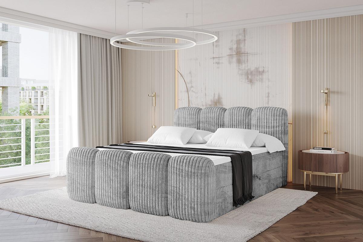 BOXBETT mit Matratze H4 und Lattenrost - NINA-Z - 160x200 cm Tila - Hellgrau - Hellgrau, Holzwerkstoff (160/200cm)