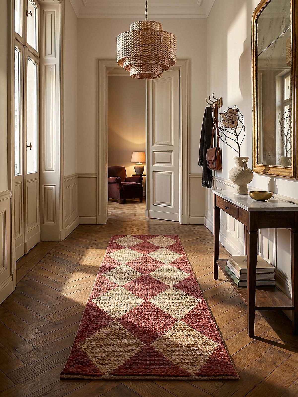 JUTETEPPICH BAIN, mit Rautenmuster, Terrakotta, 60 x 230 cm - Rot, Textil (230/60cm) - KADIMA DESIGN