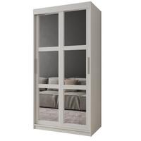 SCHWEBETÜRENSCHRANK 200/100/62 2-türig - Silberfarben/Weiß, Holz/Kunststoff (100/200/62cm) - MÖBEL KRYSPOL