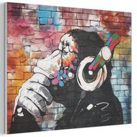 AKUSTIKBILD Affe - Graffiti - Musik Wanddeko 70x50 cm - Multicolor, Kunststoff (70/50/0.9cm) - MuchoWow
