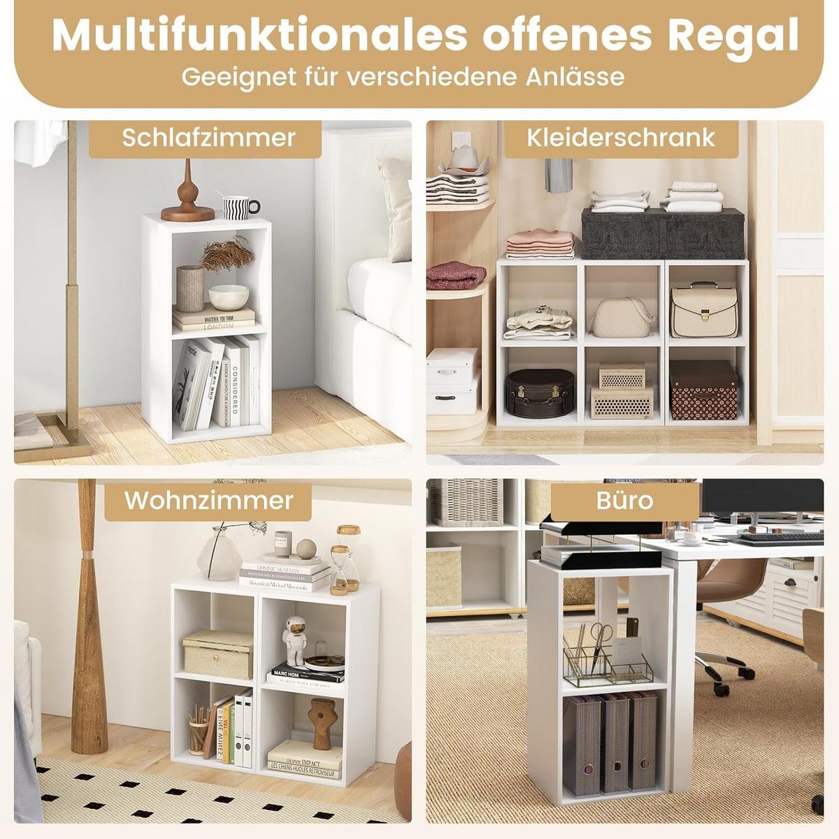 BUCHERREGAL Weiß - Weiß, Holz (35/70/33cm) - COSTWAY