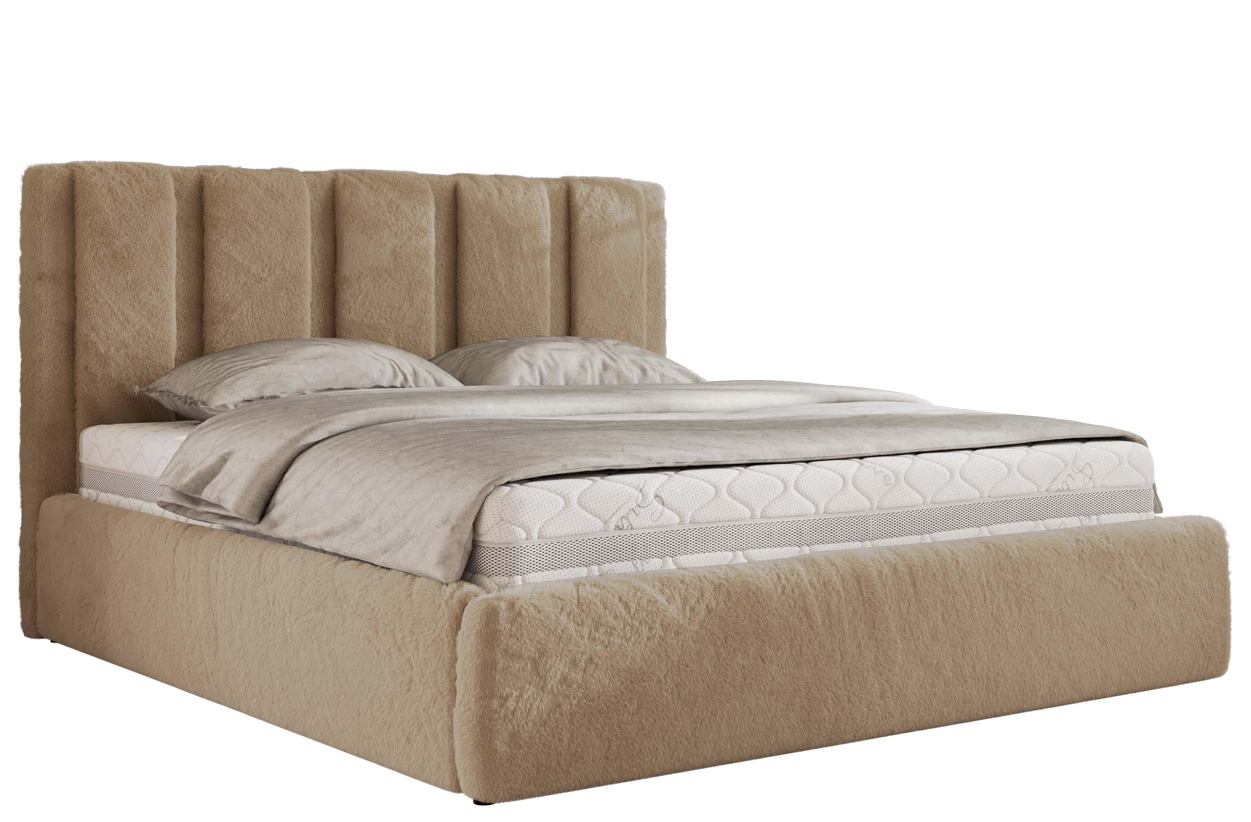 POLSTERBETT SAVINO CLASSIC 180/200 - Beige Plüsch - ohne Matratze - Beige, Textil (180/200cm) - MKS
