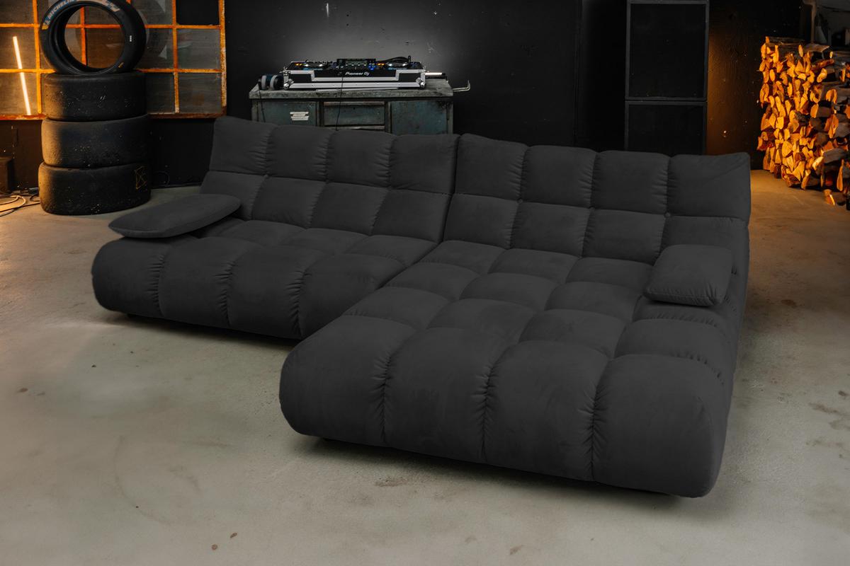 ECKSOFA VIVIEN Schwarz Velvet - Schwarz, Kunststoff/Textil (290/178cm) - KAWOLA