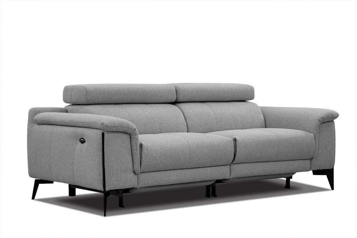 RELAXSOFA MATERA 3-Sitzer mit 2 Relaxfunktionen, grau - Schwarz/Grau, Holzwerkstoff/Textil (212/82/103cm) - Wozimo