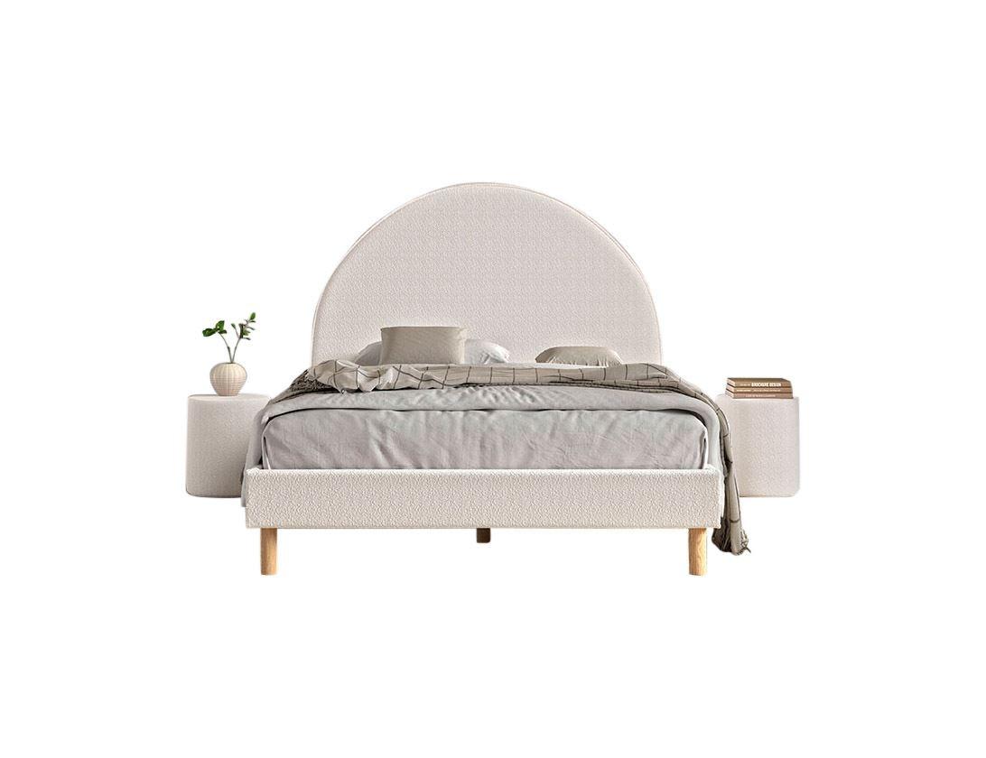 POLSTERBETT mit Hocker Karlotta 147x132x212 aus Holzwerkstoff in Weiß - Weiß, Holzwerkstoff (140/200cm) - 58aufmkessel