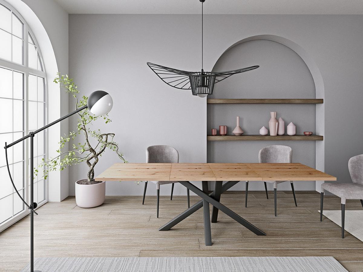 ESSTISCH ALMERIA Ausziehbar 160 - 260 / 90 x 75 cm - Schwarz/Eiche Artisan, Holz (160/90/75cm) - MASSENO