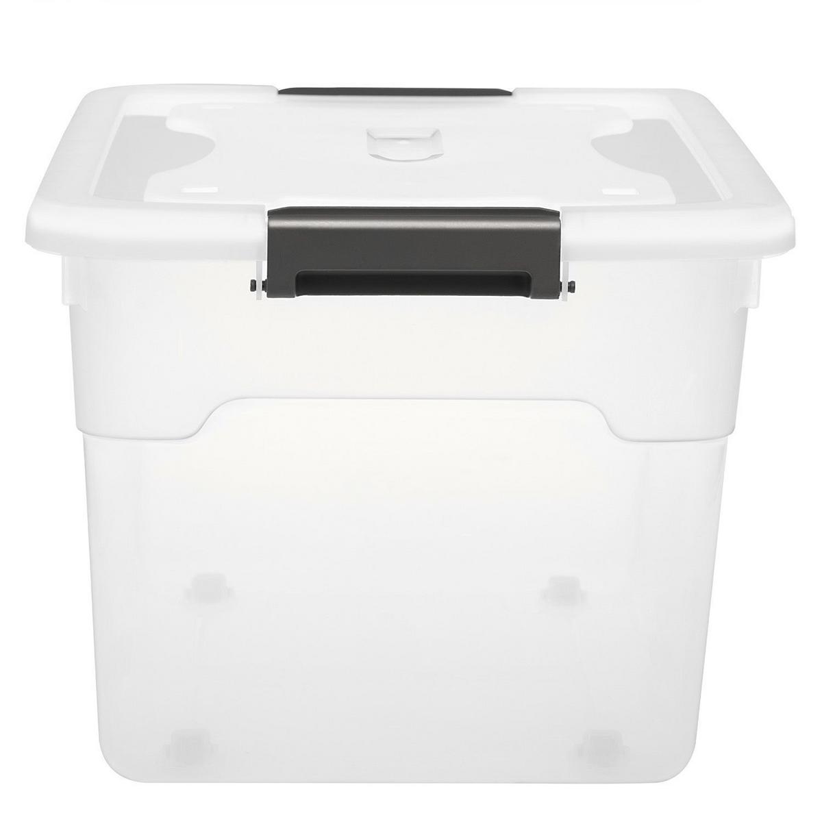 AUFBEWAHRUNGSBOX mit Deckel 60L semitransparent (4er-Set) - Weiß, Kunststoff (43/34/58cm) - Juskys
