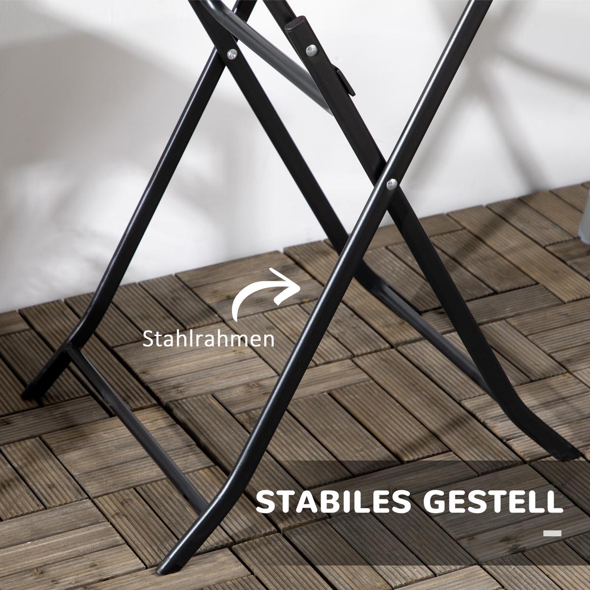 GARTENTISCH, Dunkelgrau, Stahl, HDPE - Dunkelgrau, Metall (60/60/73cm) - Outsunny