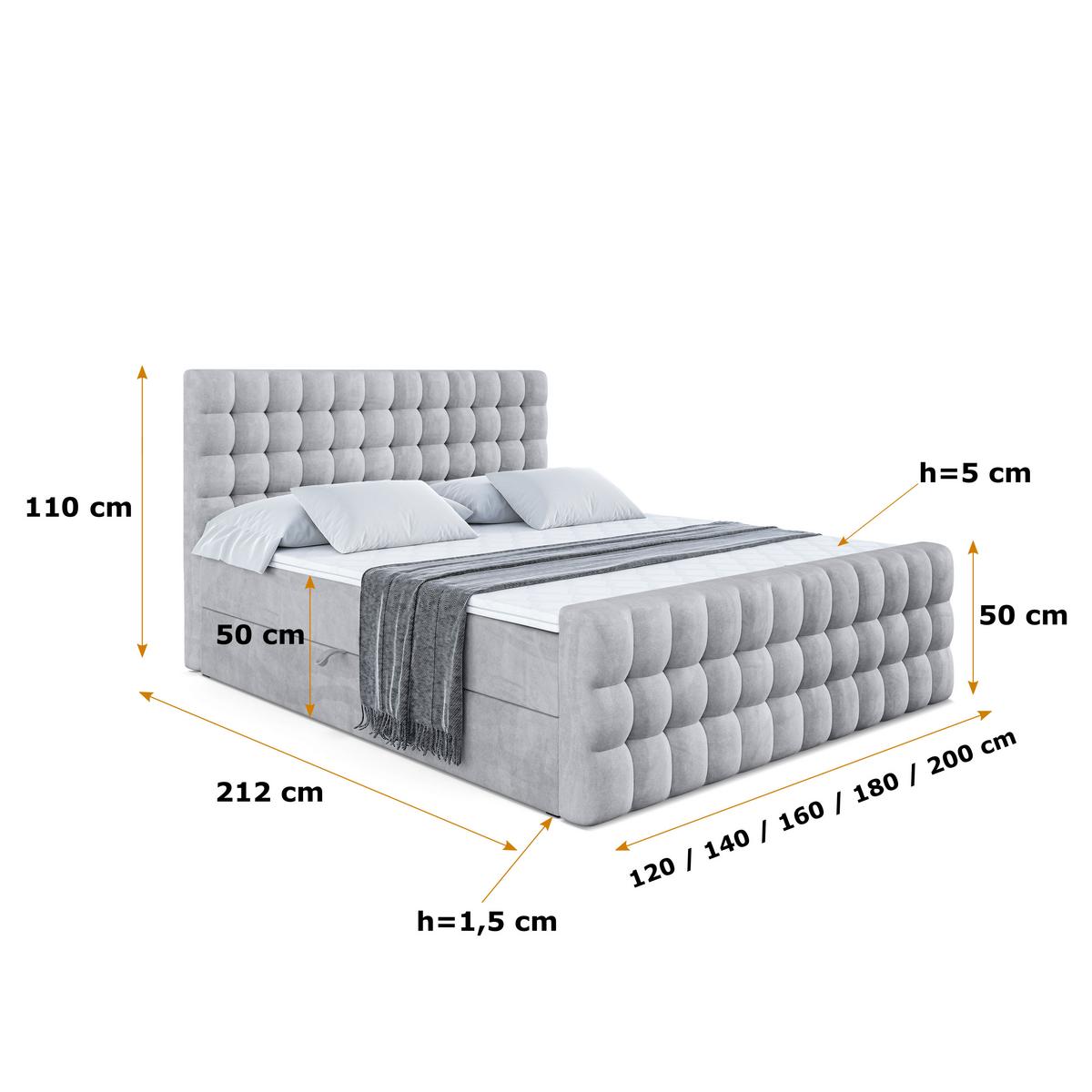 BOXBETT VIONE-Z - 140 x 200 - H3 - Hellgrau - Hellgrau, Holzwerkstoff (140/200cm) - ALTDECOR