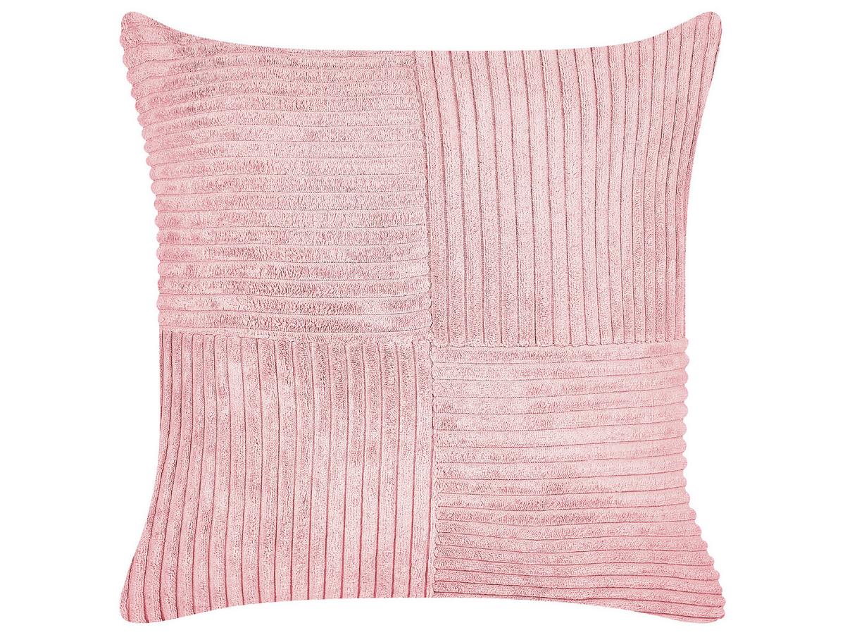 DEKOKISSEN CORD 2er-Set Rosa 43/43 cm Millet - Pink, Textil (43/43cm) - Beliani