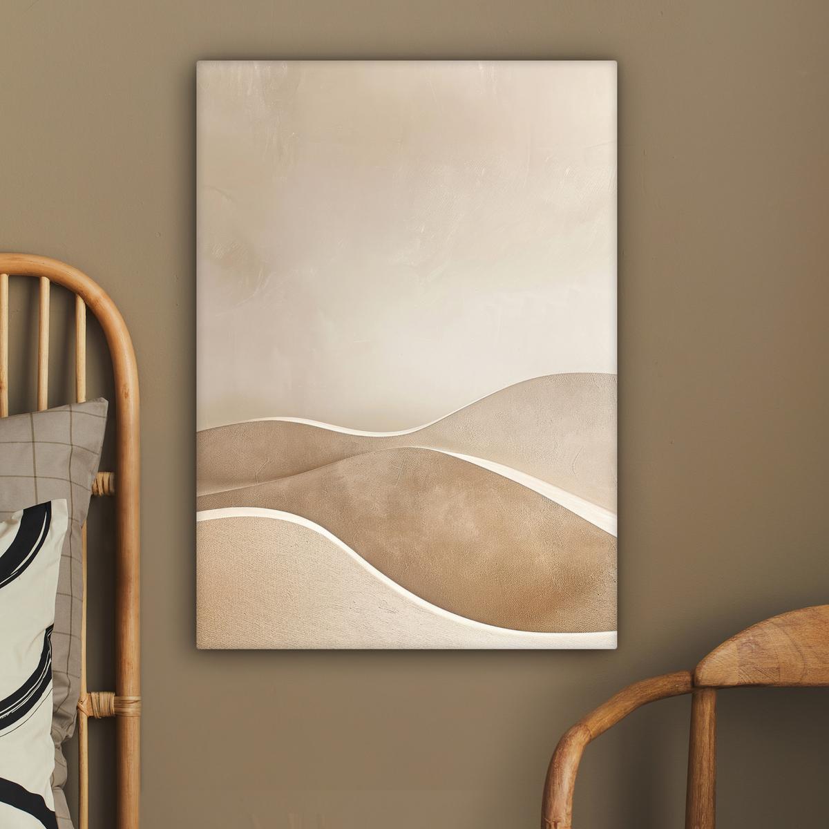 LEINWANDBILD Beige - Natur - Abstrakt - Modern Wandbild Wohnzimmer 60x80 cm - Beige, Textil (60/80cm) - MuchoWow