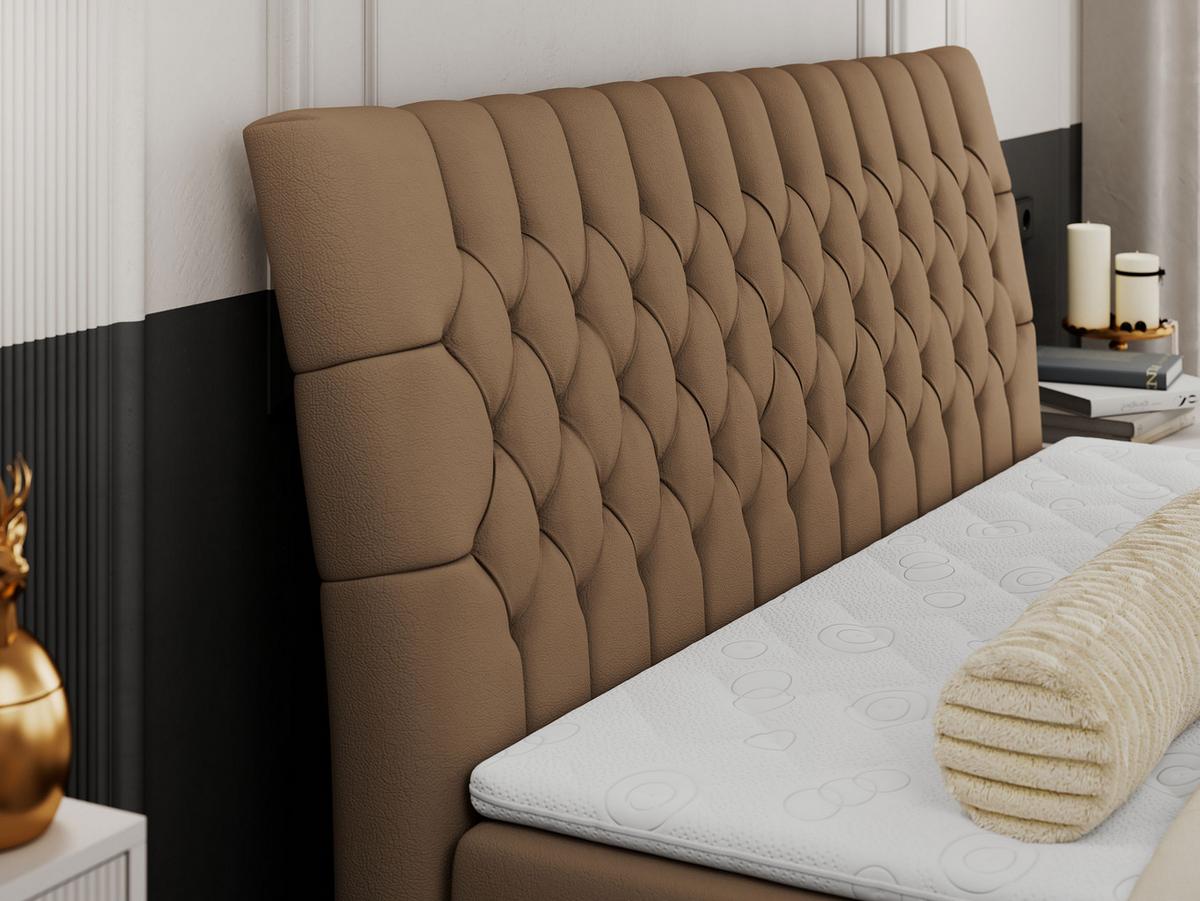 BOXBETT MILEN 120/200 Braun Kunstleder - H3 - Braun, Holz/Textil (120/200cm) - MKS