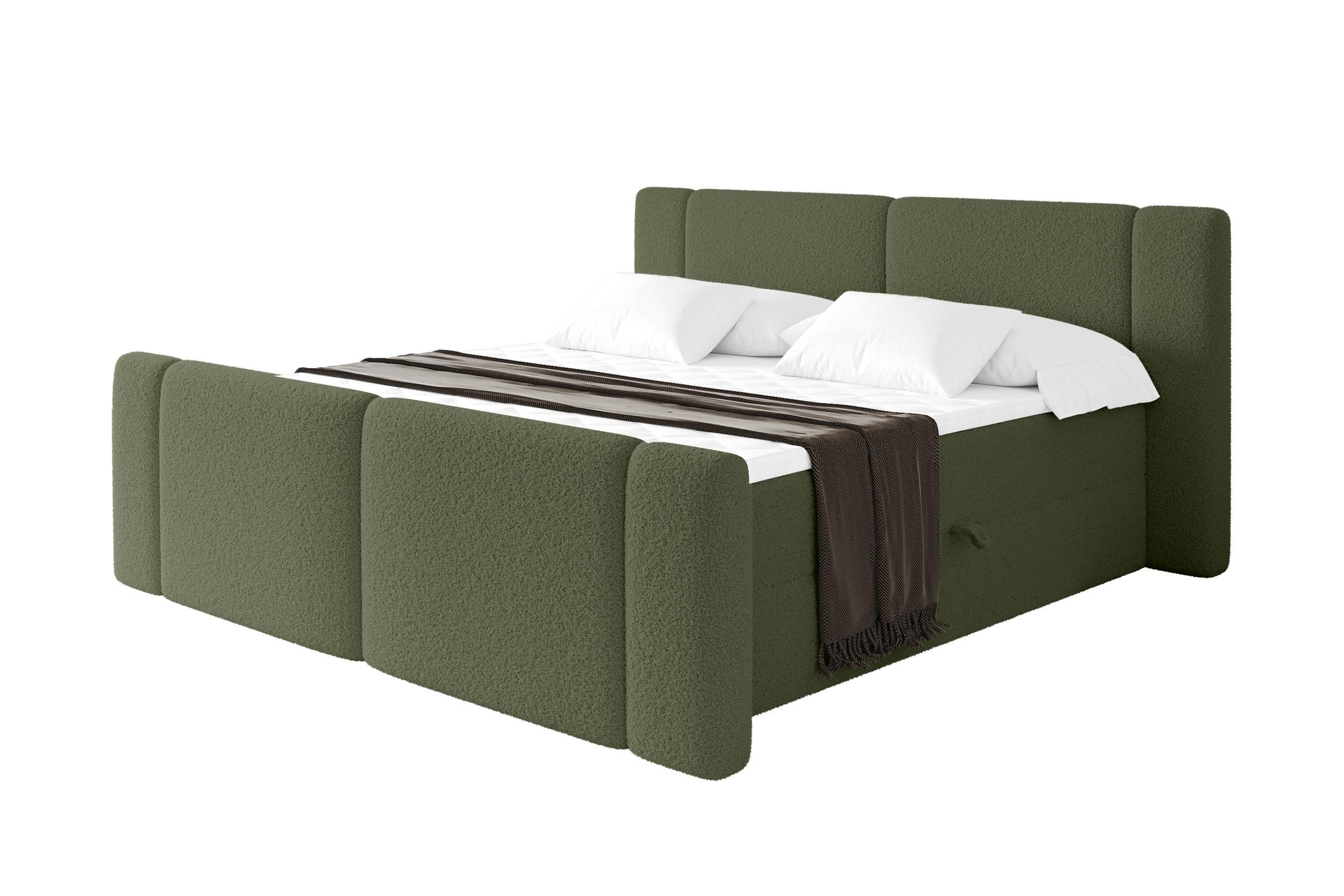 BOXBETT mit Matratze H4 - EVON Zanozek - 180x200 cm Grün - Jadegrün, Holzwerkstoff (180/200cm) - ALTDECOR