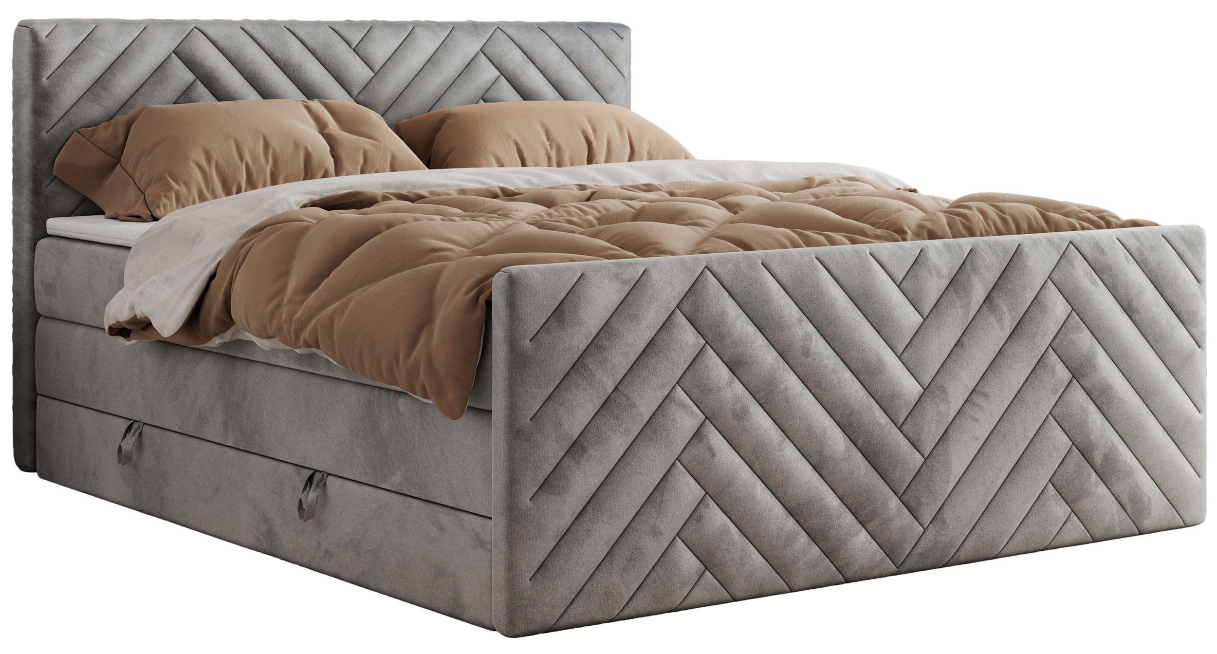 BOXSPRINGBETT PARIS KING DUO - 120/200 - Hellgrau Velvet - H4 - Hellgrau, Holz/Textil (120/200cm) - MKS