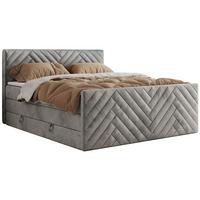 BOXSPRINGBETT PARIS KING DUO - 120/200 - Hellgrau Velvet - H4 - Hellgrau, Holz/Textil (120/200cm) - MKS