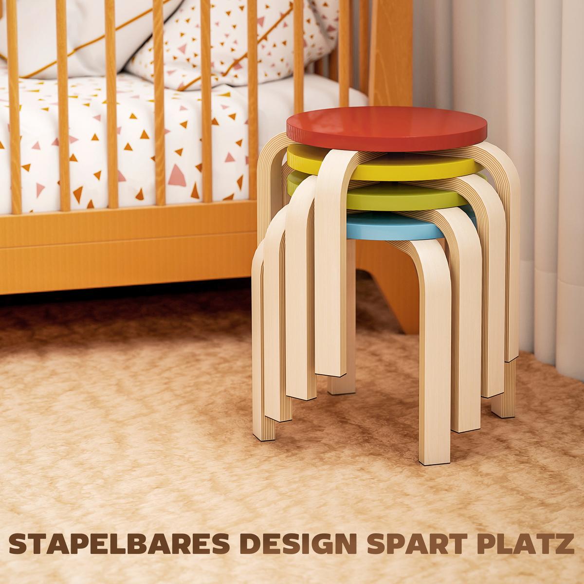 HOCKER 4er Set Holzwerkstoff Mehrfarbig - Multicolor, Holzwerkstoff (36/30/36cm) - HOMCOM