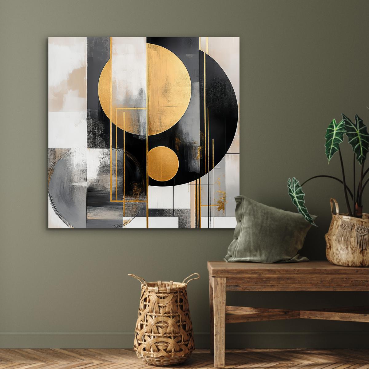 METALLBILD Abstrakt - Gold - Silber - Formen - Ästhetisch - Modern 90x90 cm - Goldfarben, Metall (90/90cm) - MuchoWow