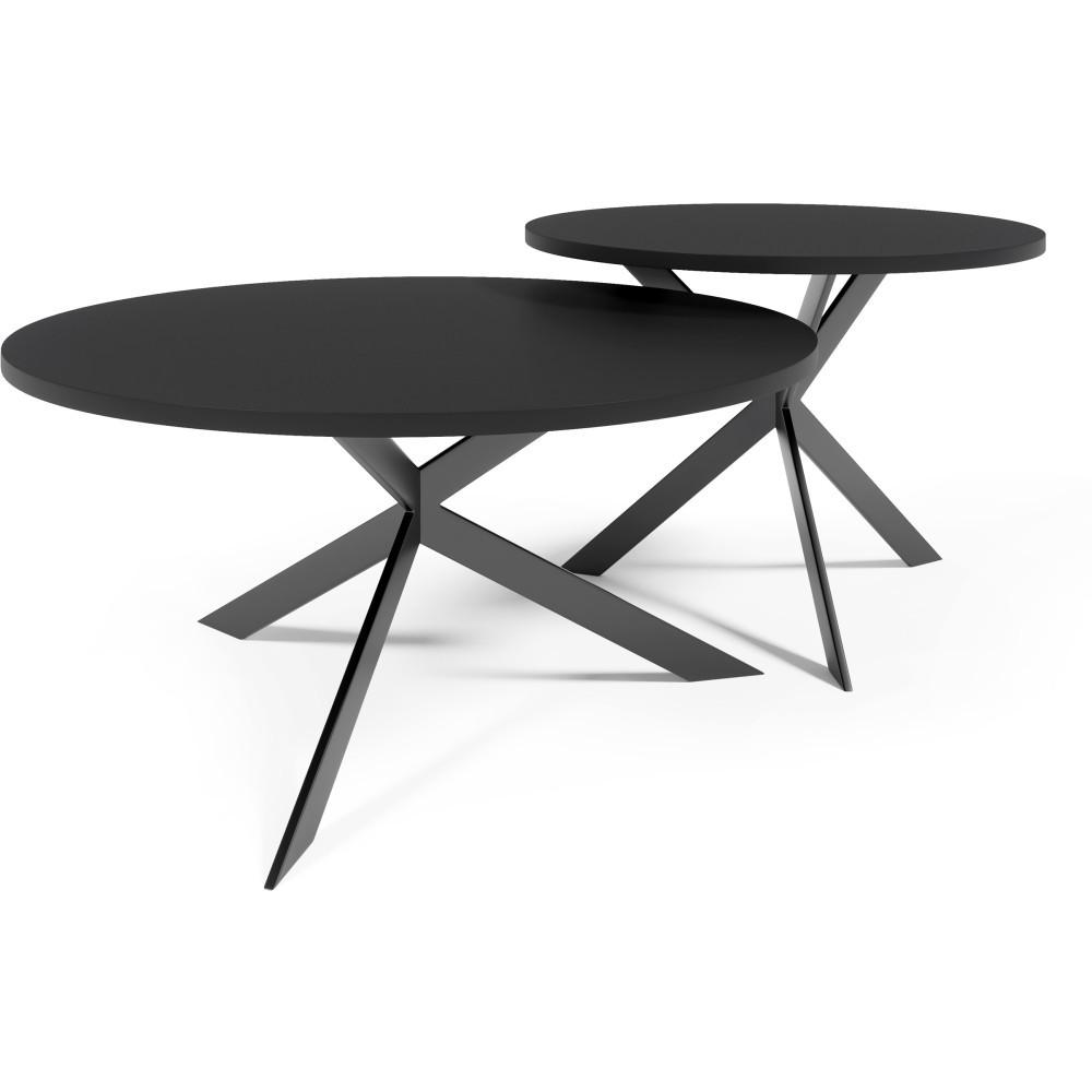 COUCHTISCH Lira, Doppel Kaffeetisch im Loft-Stil, Schwarz - Schwarz, Metall (75/75/36cm) - Beautysofa