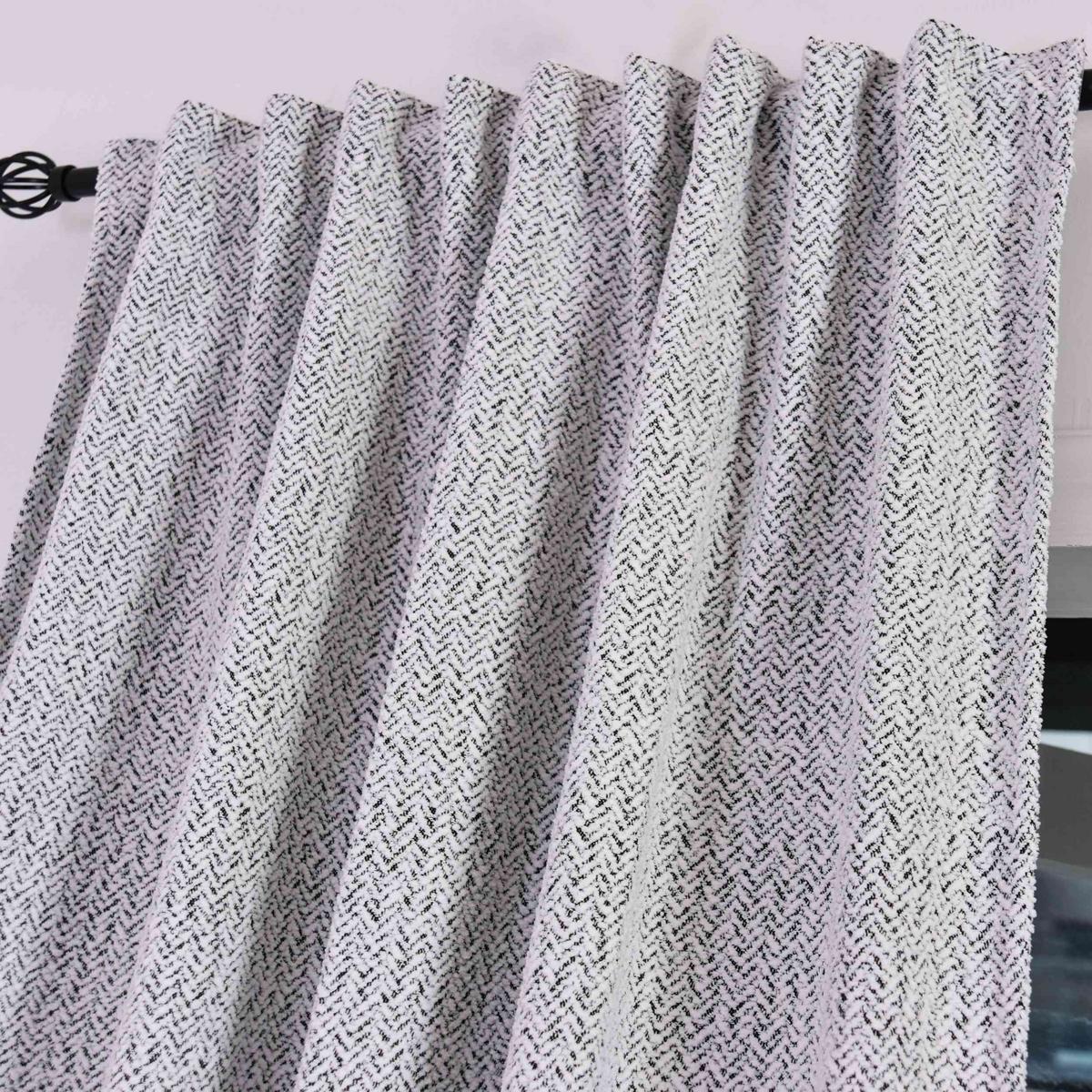 VORHANG 2ER SET MONTANA HxB 245x140 cm Weiß Schwarz - Weiß, Textil (140/245cm) - Gardinenbox