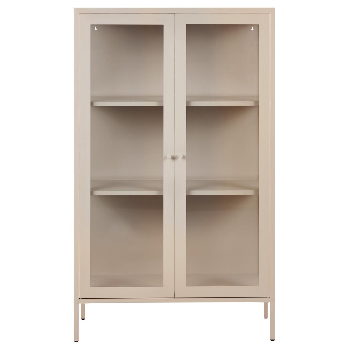 VITRINE mit Glastüren Metall 90 cm Beige Nash - Beige, Metall (90/150/35cm) - Beliani