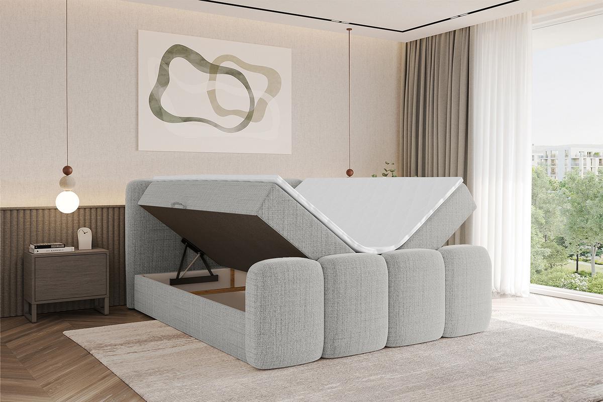 BOXBETT mit Matratze H4 und Lattenrost - NINA-Z - 180x200 cm Aragon - Hellgrau - Hellgrau, Holzwerkstoff (180/200cm)