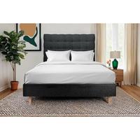 KOPFTEIL gepolstert - Gesteppt – schwarzer Bouclé-Stoff - 180 cm - Beige/Schwarz, Karton/Holz (180/120/10cm) - Sommeil de Plomb