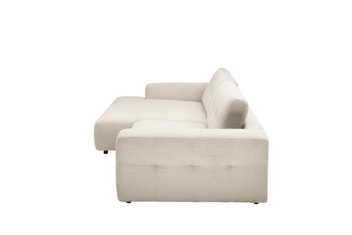 ECKSOFA MIKA Cremeweiß Cord - Creme/Schwarz, Kunststoff/Textil (276/167cm) - KAWOLA