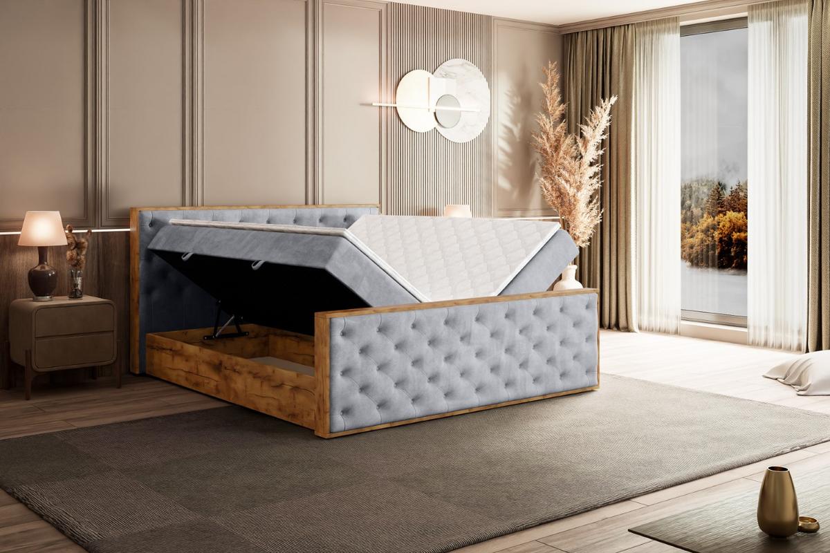 BOXBETT mit Matratze H3 und Lattenrost - LOLLI3-Z - 180x200 - Grau Monolith - Grau, Holzwerkstoff (180/200cm) - ALTDECOR