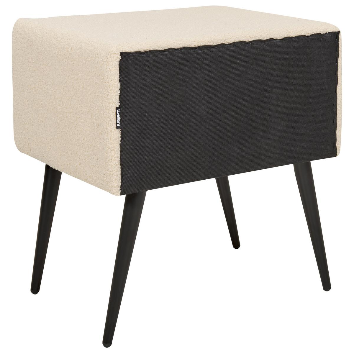 NACHTTISCH Bouclé hellbeige/schwarz 1 Schublade 38/46/49 cm Flayat - Beige/Roségold, Textil (46/49/38cm) - Beliani