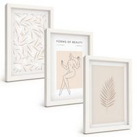 BILDER SET 3er Set - 20x30 cm Weißer Rahmen - Minimalistische botanische Motive - Weiß, Kunststoff (20/30cm) - TULUP