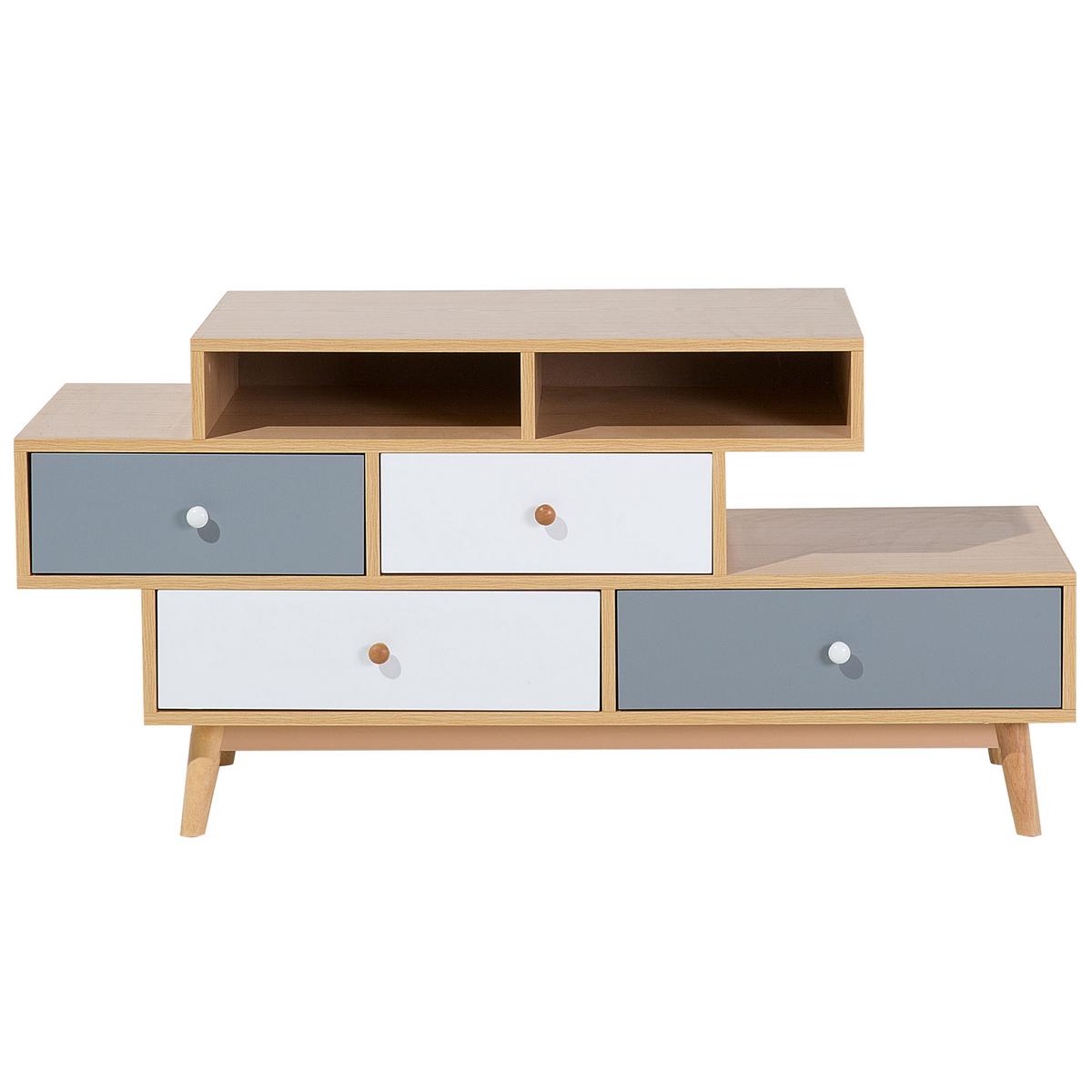 KOMMODE 4 Schubladen heller Holzfarbton Irvine - Hellbraun/Weiß, Holzwerkstoff (120/59/40cm) - Beliani