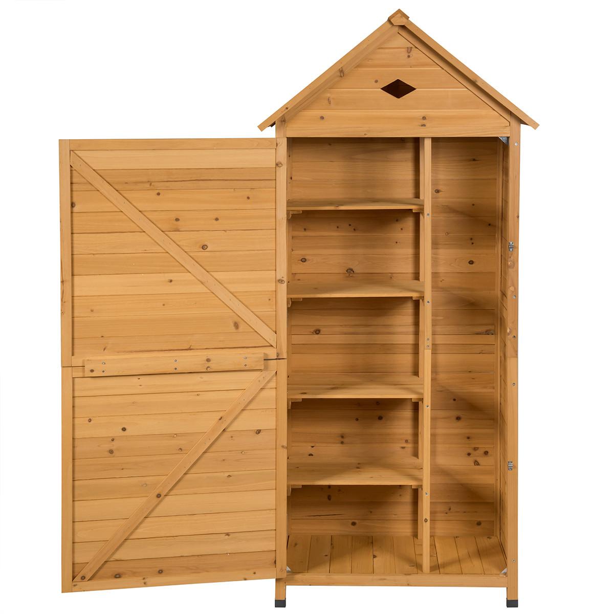 GERÄTESCHUPPEN natürliche Holzoptik - Apfelbaumfarben, Holz (80/177/45cm) - COSTWAY