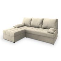 ECKSOFA RITA M Creme Velours-Stoff mit Schlaffunktion - Creme/Grau, Holz/Kunststoff (200/141cm) - MASSENO