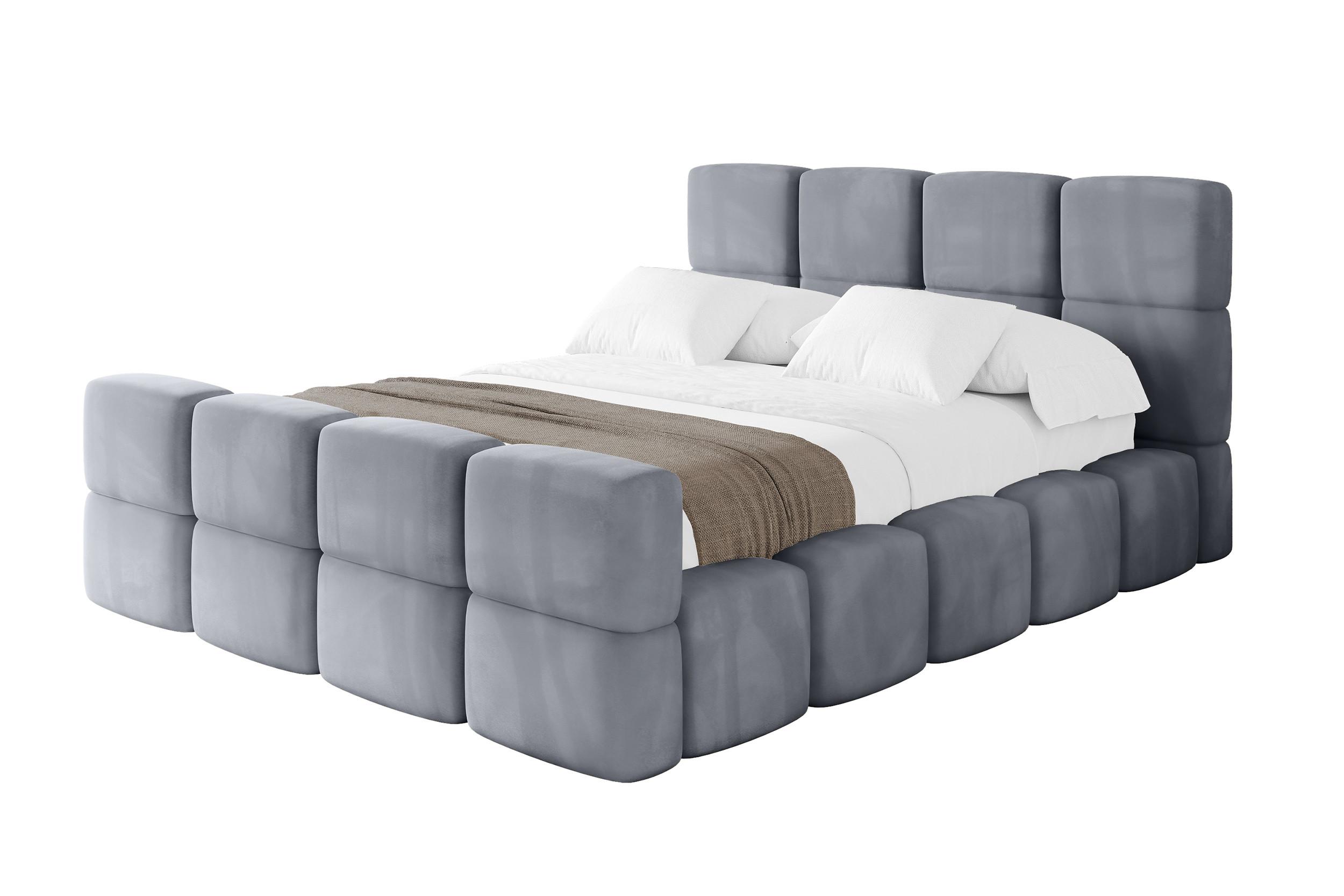 POLSTERBETT mit Bettkasten und Lattenrost, Bett mit Kopfteil, Boxbett ohne Matratze, Doppelbett mit Stauraum - NATA-Z 140x200 Grau - Grau, Holzwerkstoff/Textil (140/200cm) - ALTDECOR