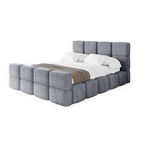 POLSTERBETT mit Bettkasten und Lattenrost, Bett mit Matratze H3/H4, Kopfteil, Boxbett, Doppelbett mit Stauraum - NATA-Z 120x200 Grau - Grau, Holzwerkstoff/Textil (120/200cm) - ALTDECOR