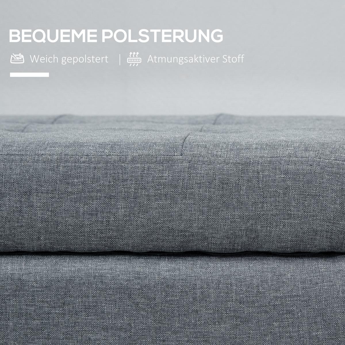 TRUHENBANK mit Deckel, Leinenoptik, Grau - Grau, Kunststoff (49/41.5/125cm) - HOMCOM