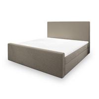 BOXBETT ALORIA 200x200 cm mit Matratze und Topper, H2+H3 - Beige - Beige, Holz (200/200cm) - MASSENO