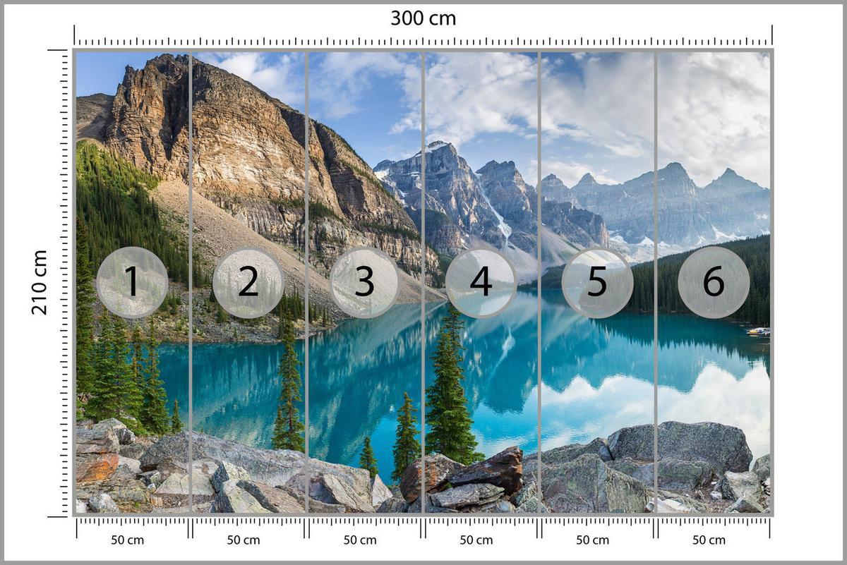 FOTOTAPETE für Wohnzimmer Bergsee Landschaft 3D 300x210 - Beige/Braun, Papier (300/210cm) - Muralo