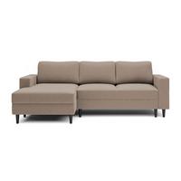 ECKSOFA Nalika Dunkelbeige Velours - Schwarz/Mokka, Holz/Textil (230/143cm) - Selsey