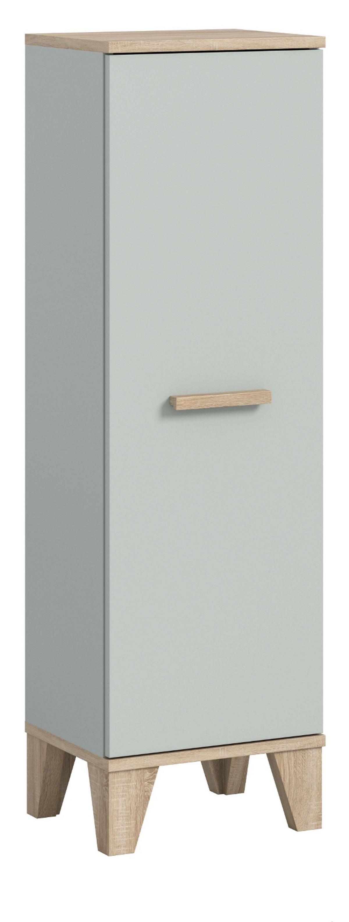 MIDISCHRANK grün, Eiche 34 x 116 cm, Bad Kommode skandinavisches Design - Eichefarben/Grün, Holzwerkstoff (34/116/31cm) - Inn.Furn