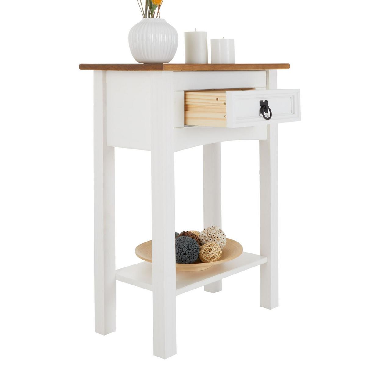 KONSOLENTISCH CAMPO weiß/braun - Weiß/Braun, Holz (32/53/73cm) - CARO-Möbel