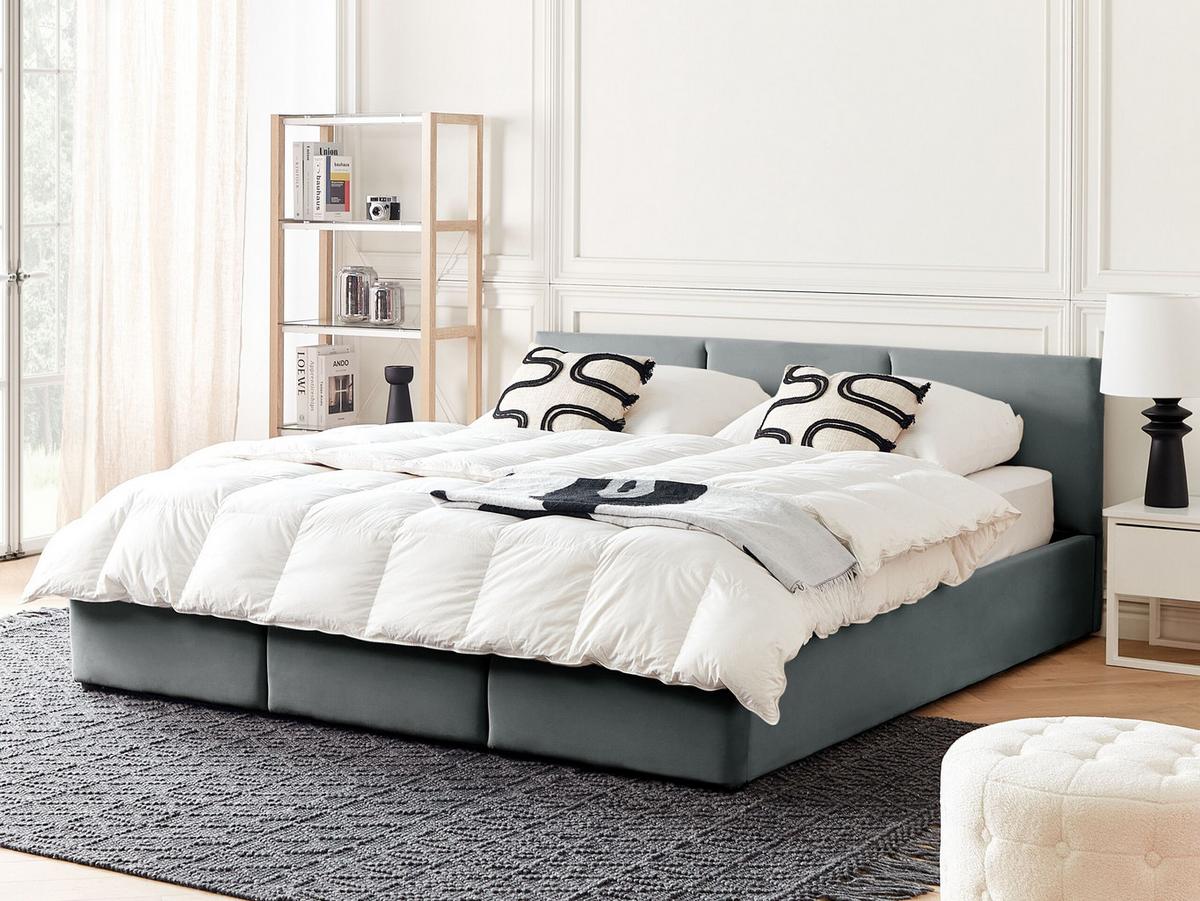 POLSTERBETT 180/200cm Dunkelgrau Bousse - Dunkelgrau, Textil (180/200cm) - Beliani