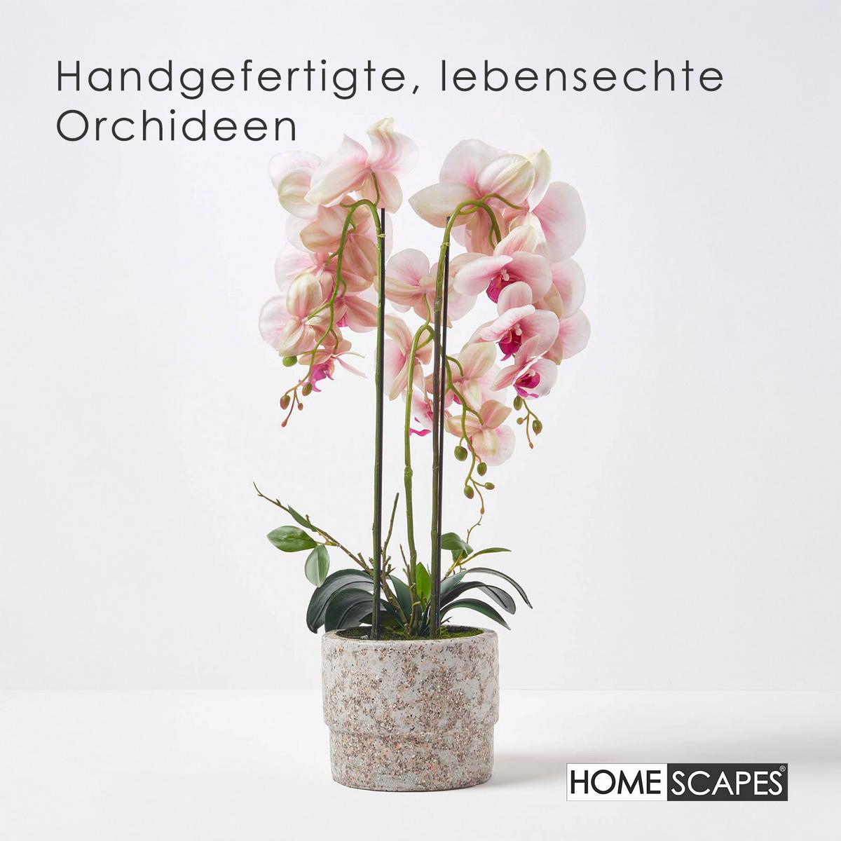 KUNSTBLUME Orchidee pink-weiß im Deko-Topf, 64 cm - Weiß, Kunststoff (64cm) - Homescapes