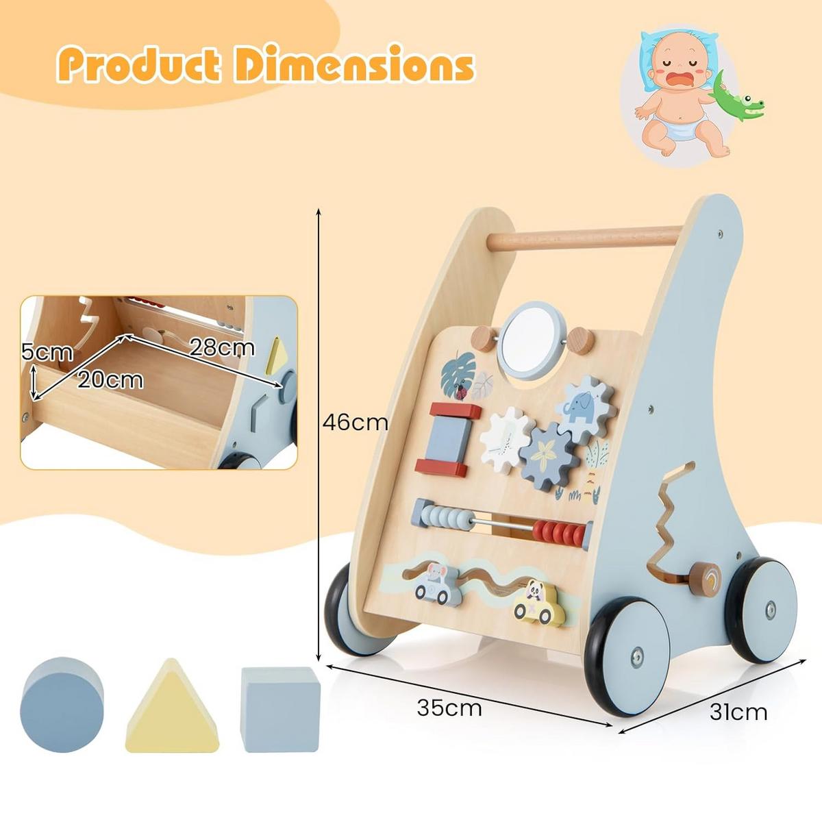 BABY-LAUFLERNHILFE blau - Blau, Holzwerkstoff (35/46/31cm) - COSTWAY