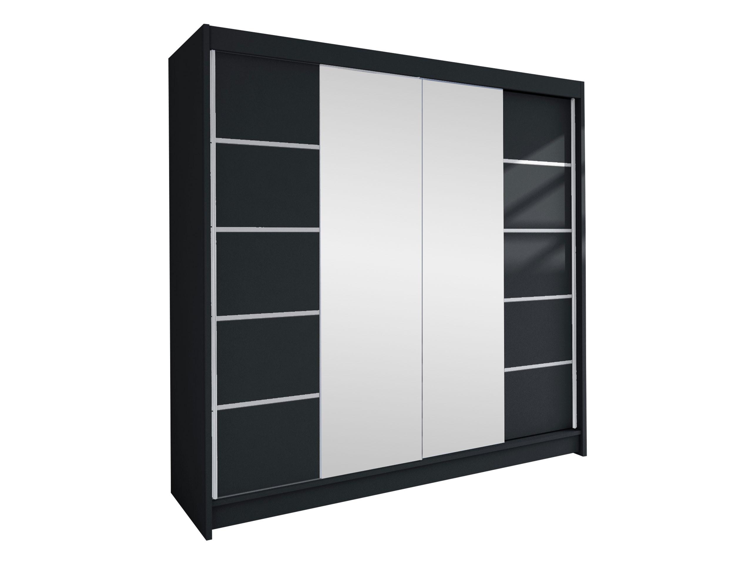 SCHWEBETÜRENSCHRANK Talin V - Silberfarben/Schwarz, Holzwerkstoff/Metall (180/215/58cm) - MIRJAN24